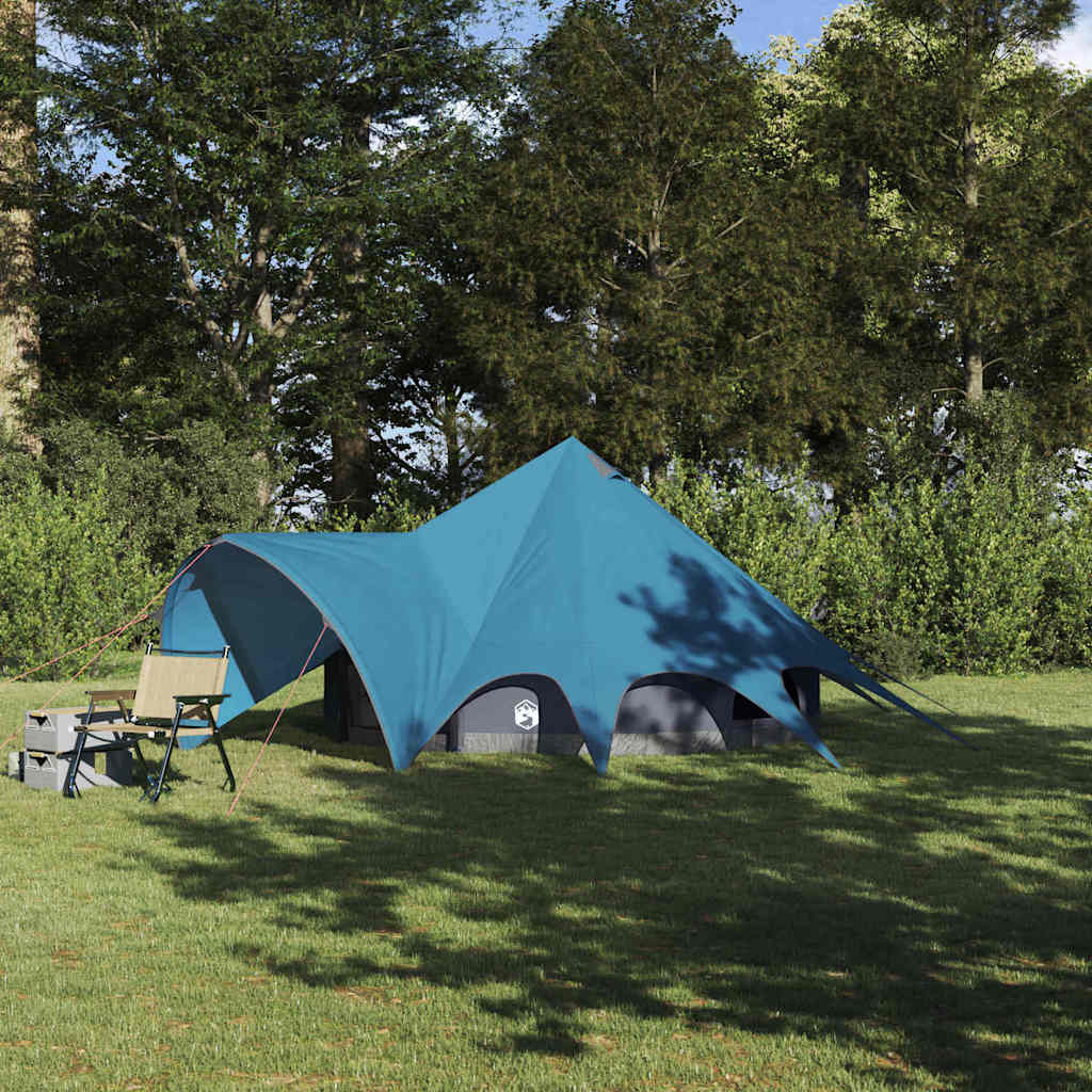 vidaXL Teepee-teltta 3-hengen Sininen ja harmaa