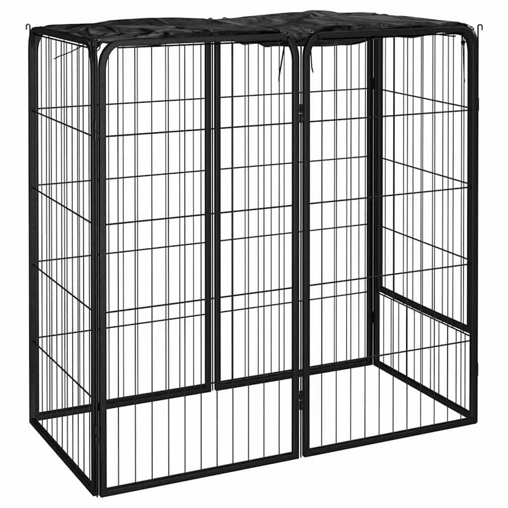 vidaXL Koiranhäkki 6 paneelia musta 50x100 cm jauhemaalattu teräs