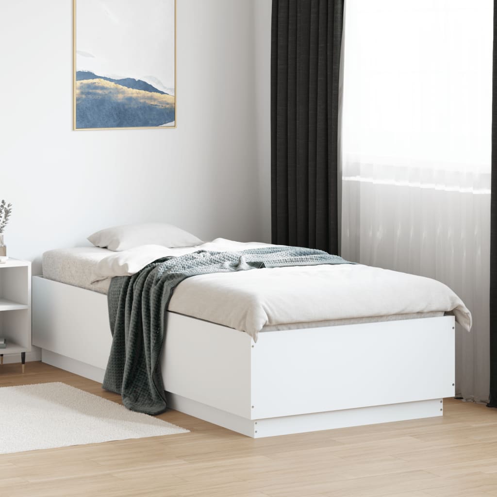 vidaXL Sängynrunko LED-valoilla valkoinen 90x200 cm
