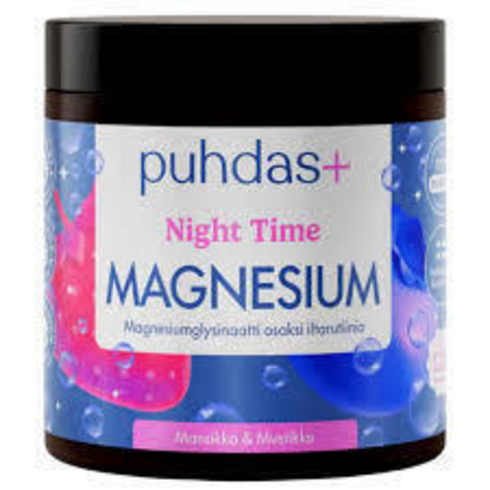 Puhdas+ Night Time Magnesium mansikka-mustikka 80 g